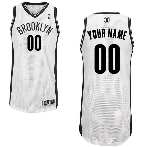 Men Brooklyn Nets White Custom Authentic NBA Jersey
